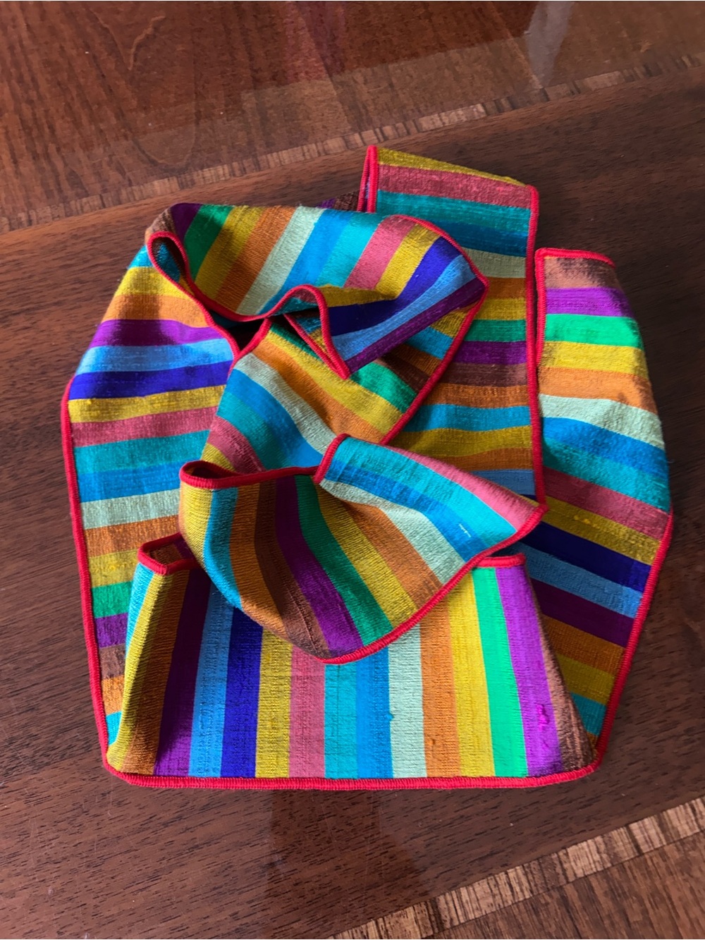 Multicolor Striped vintage Scarf - Bright Rainbow Stripes 3 1/4“ x 60“